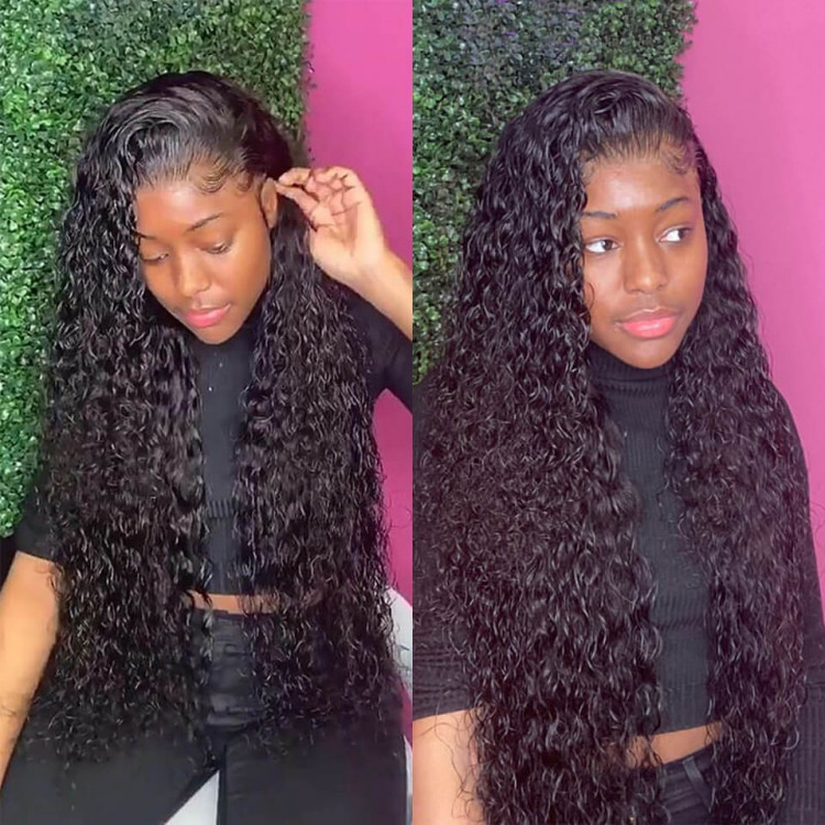 Wet And Wavy Unprocessed Brazilian Human Hair Weave 4 Bundles With 13*4  Lace Frontal Closure -Asteriahair