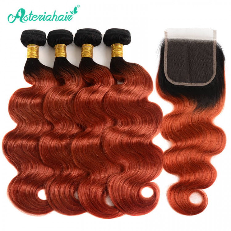 1b/350 Hair Color Body Wave Weaves With Closure 4×4 -Asteriahair