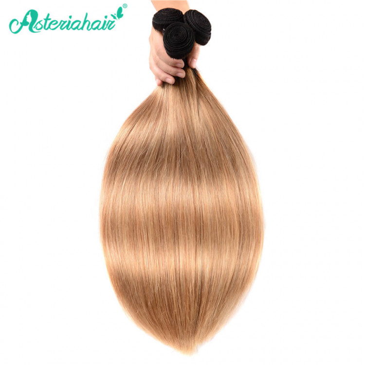 Straight Human Hair Weave Bundles 1B/27 Ombre Hair Color 3 PCS -Asteriahair