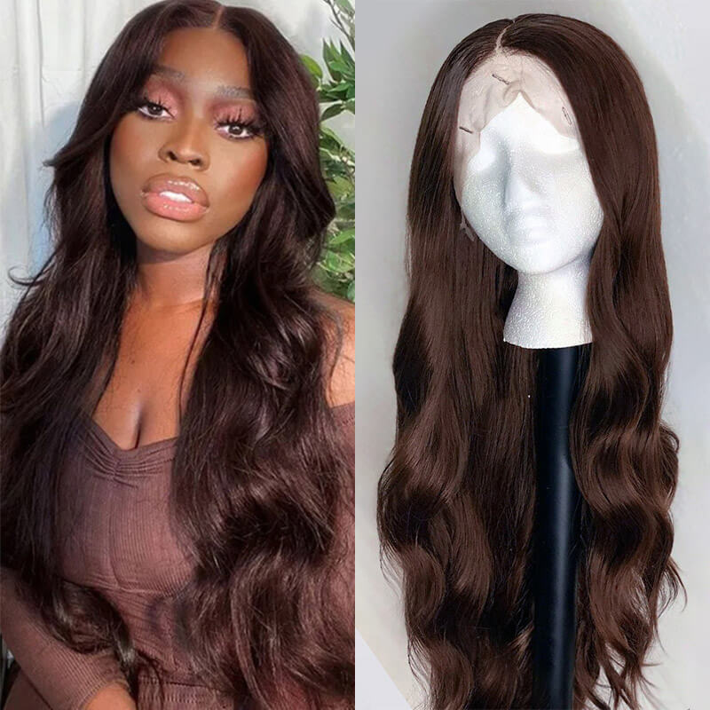 Chocolate Brown Color Human Hair Invisible Lace Front Wig