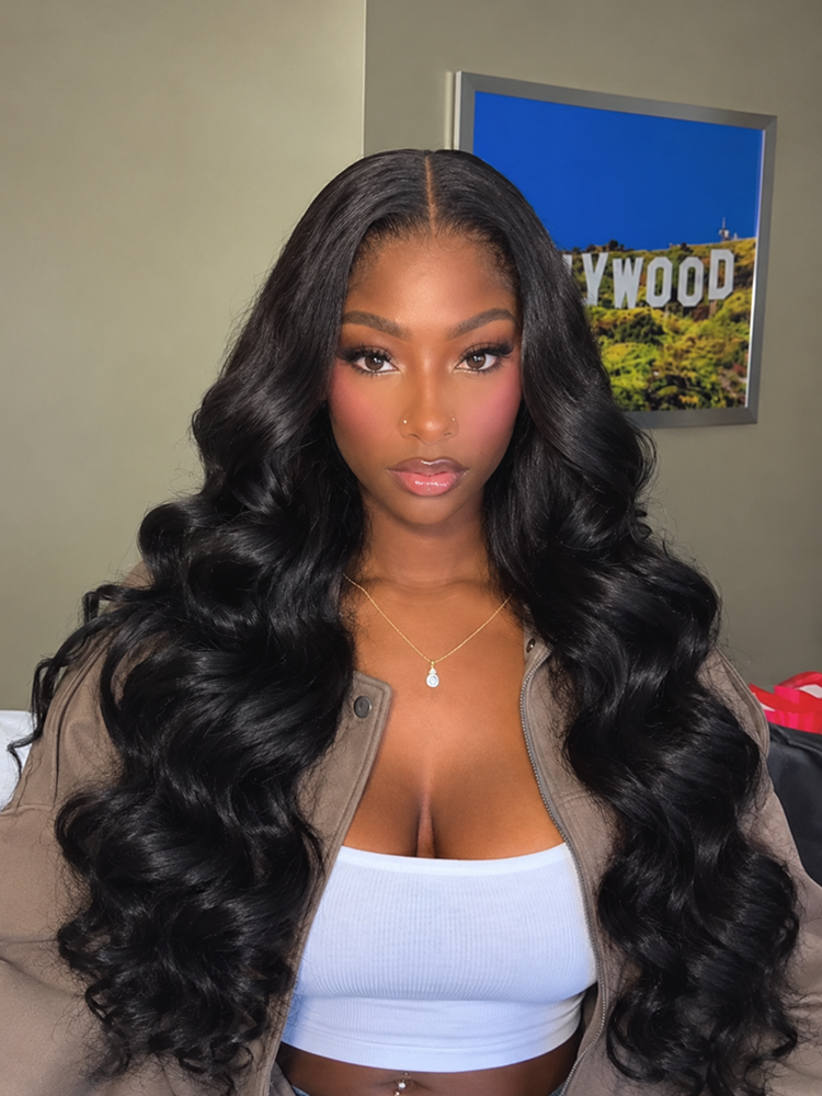 Glueless Ocean Wave Wig HD Lace Ready To Go Wig With Curtain Bangs