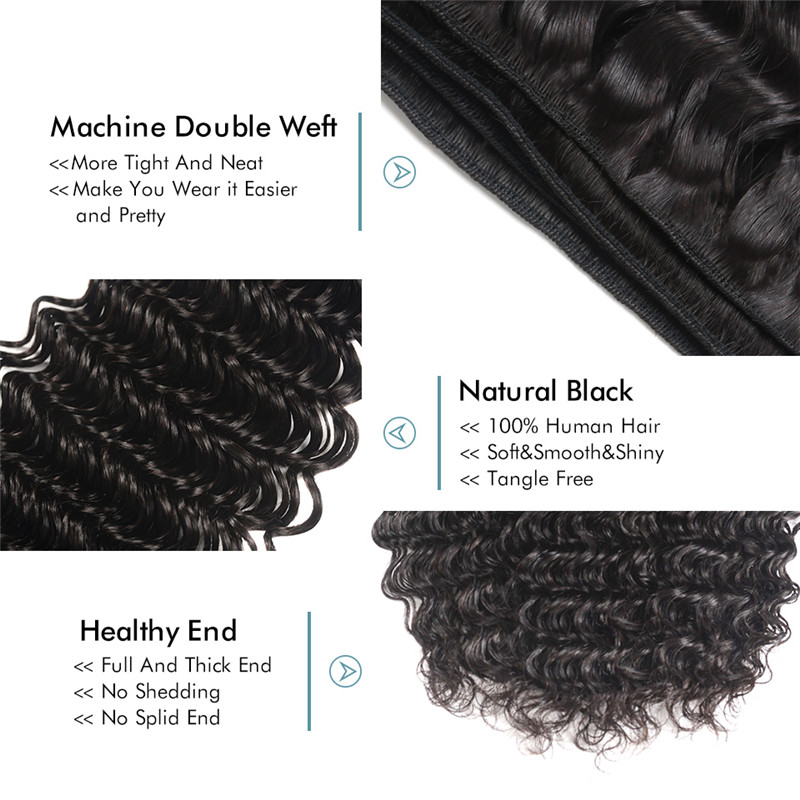 Unprocessed Virgin Human Hair One Bundle Deep Wave Hair Weave