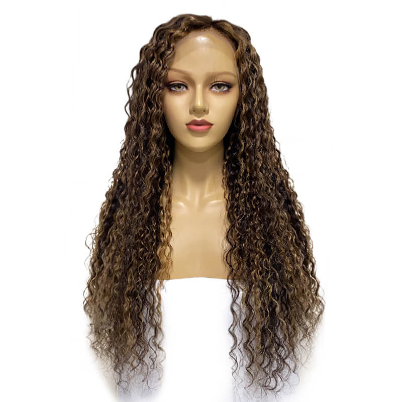 deep wave lace front wig colored