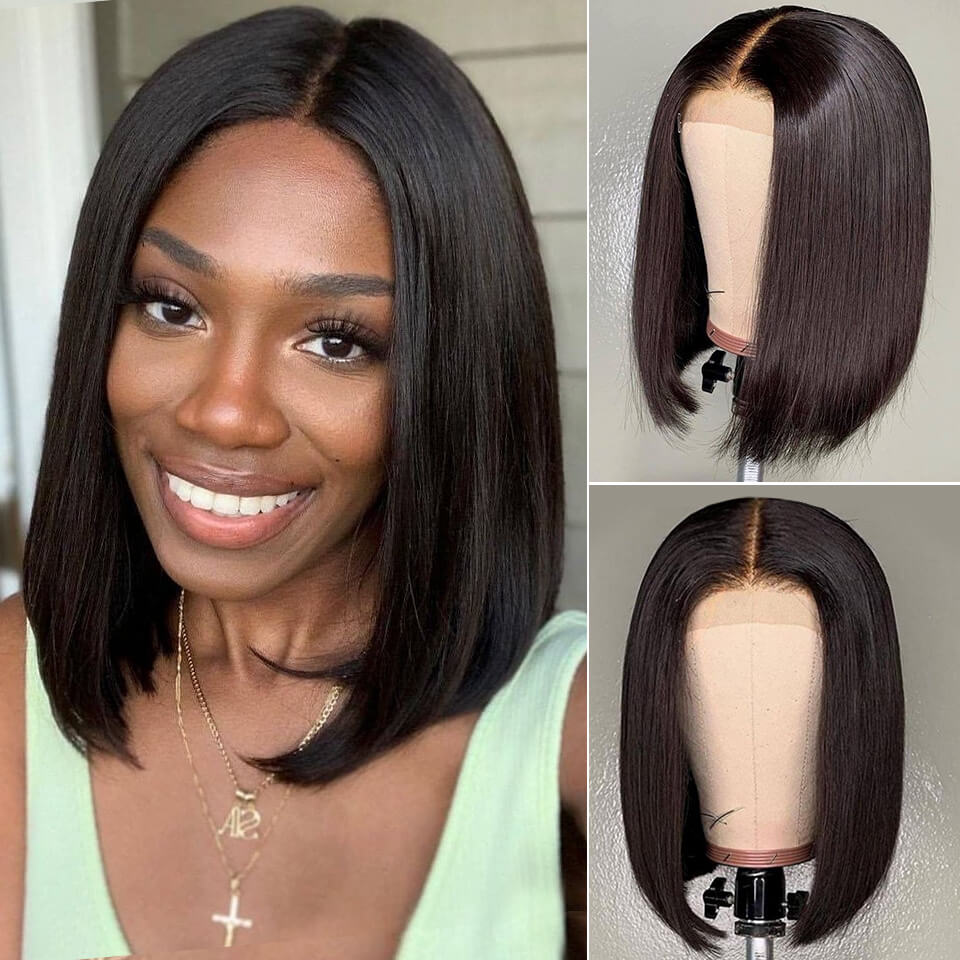 Short Bob Invisible Lace Wig with HD Lace Frontal