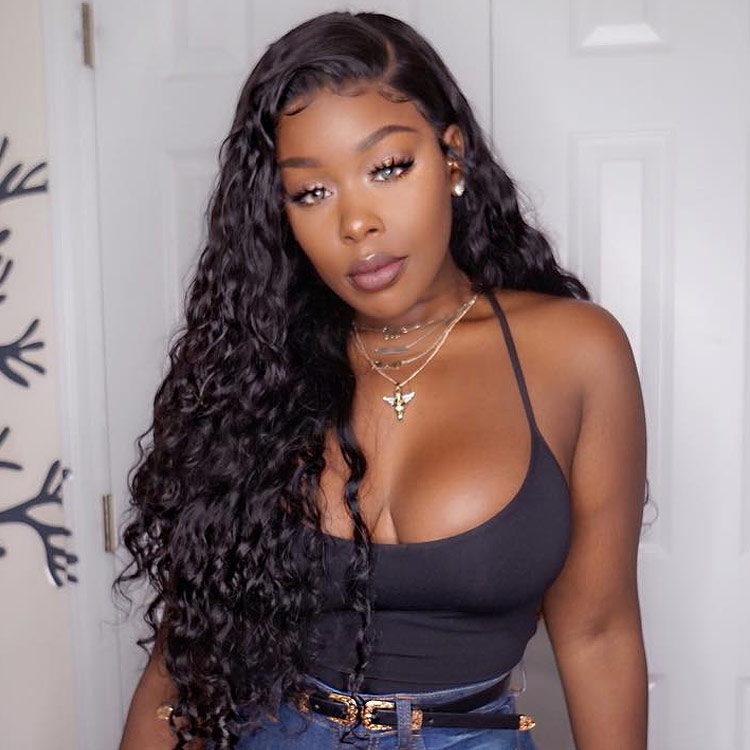 Water Wave Human Hair Long Wigs