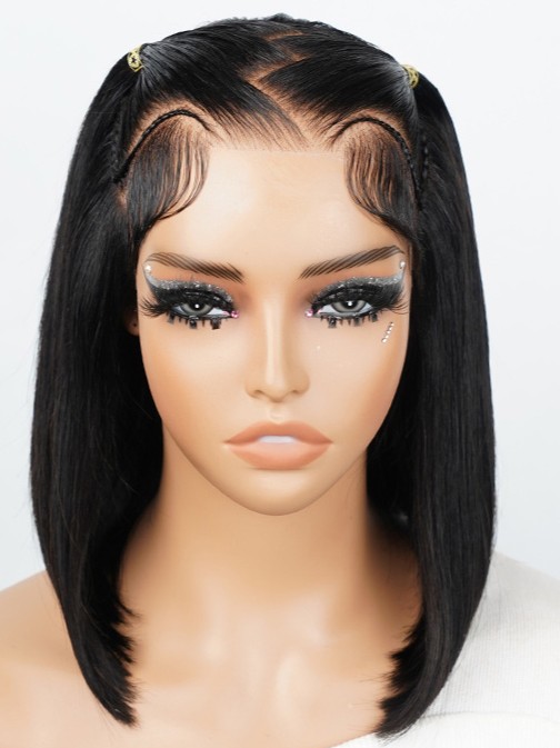 Zig Zag Style Ready To Go Straight Short Lace Front Bob Wig