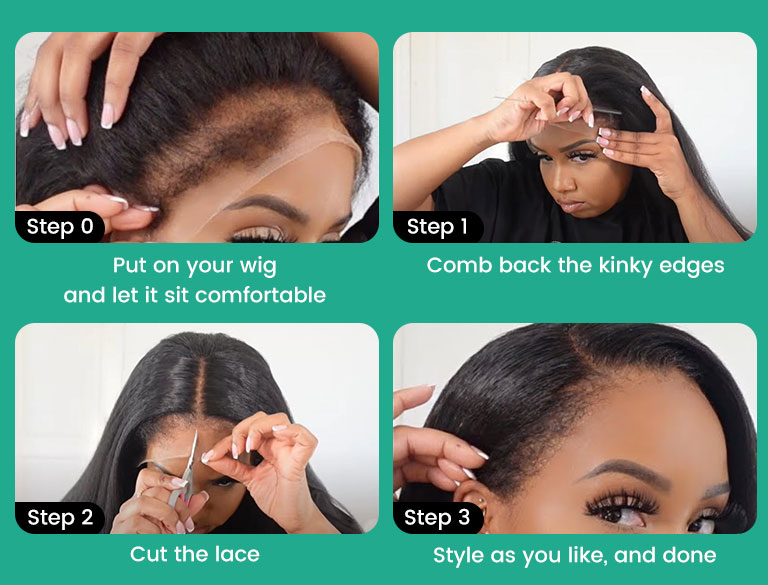how to install kinky edge kinky straight lace wig